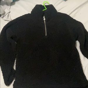 Black Fuzzy Lightweight Long Sleeved Jacket